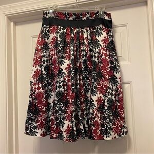 Worthington A-Line Skirt - Red and Black Floral, size 10